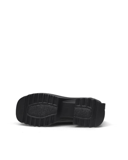 Black Leather Platform Ankle Boots-3