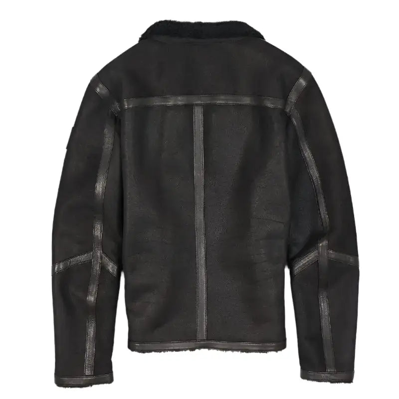 Black Tundra Shearling Motorcycle Jacket-2