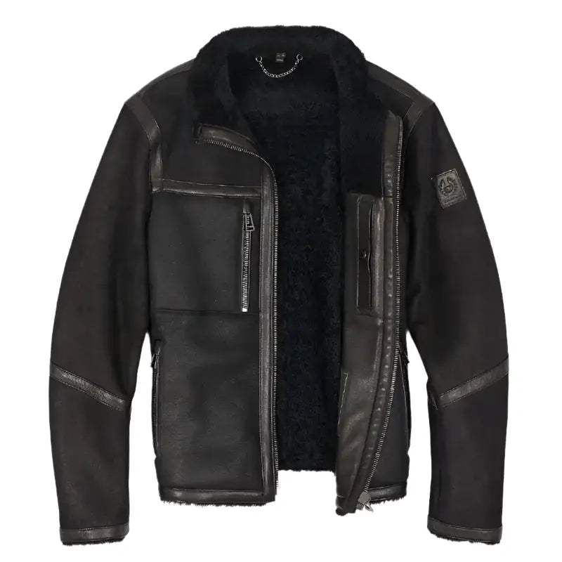 Black Tundra Shearling Motorcycle Jacket-1