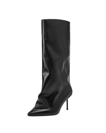 Black Wide Fit Knee High Stiletto Boots-3