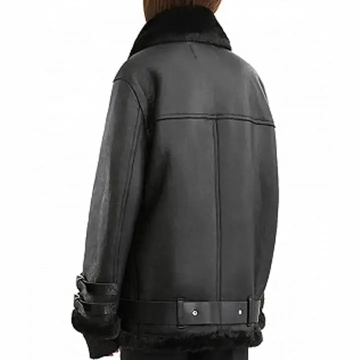 Women’s Black B3 RAF Shearling Aviator Bomber Jacket-1