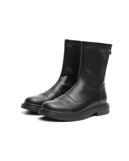 British Mid-Calf Black Leather Boots-1