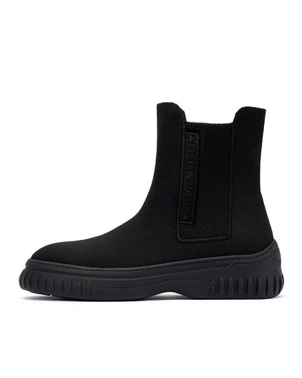 British Style Thick Soled Sporty Chelsea Ankle Boots-0