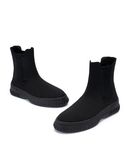 British Style Thick Soled Sporty Chelsea Ankle Boots-3