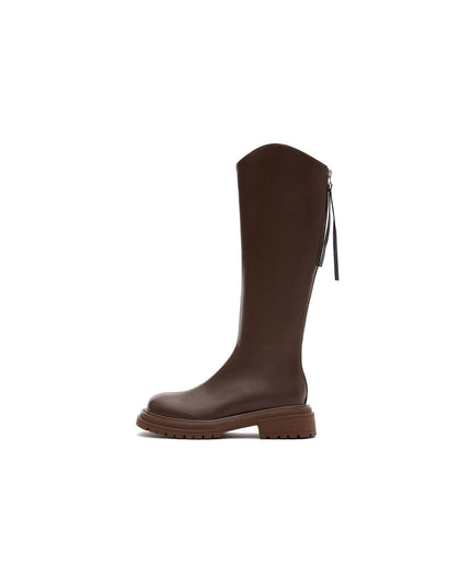 Brown Leather Knee-High Riding Boots-0