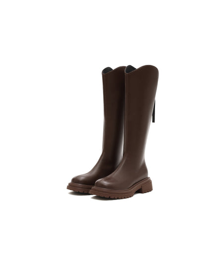 Brown Leather Knee-High Riding Boots-1