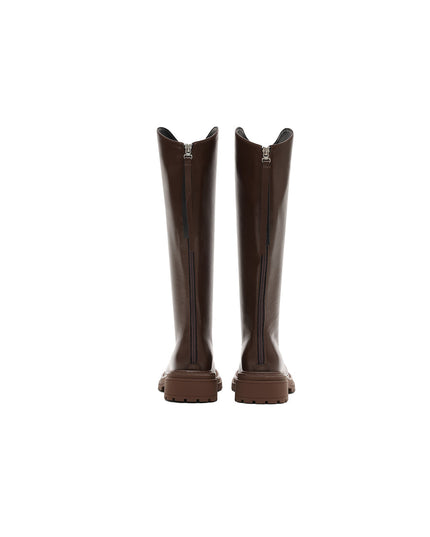 Brown Leather Knee-High Riding Boots-2