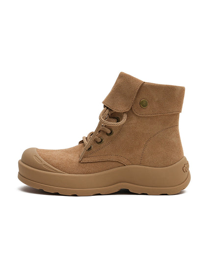 Brown Suede Leather Motorcycle Boots-0