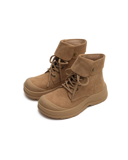 Brown Suede Leather Motorcycle Boots-1