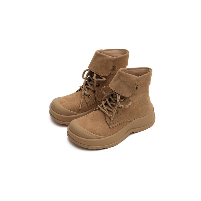 Brown Suede Leather Motorcycle Boots-1
