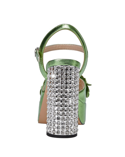 Charming Floral Open Toe Gem Encrusted Heel Sandals-3