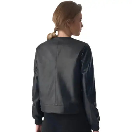 Women’s Chic Studded Black Leather Jacket-1