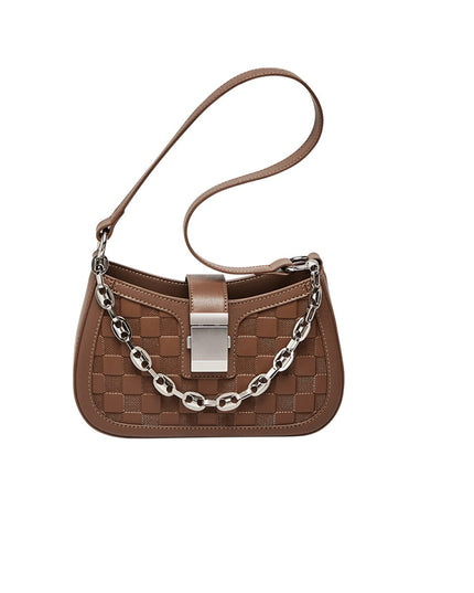 Christina Woven Leather Chained Shoulder Bag-0