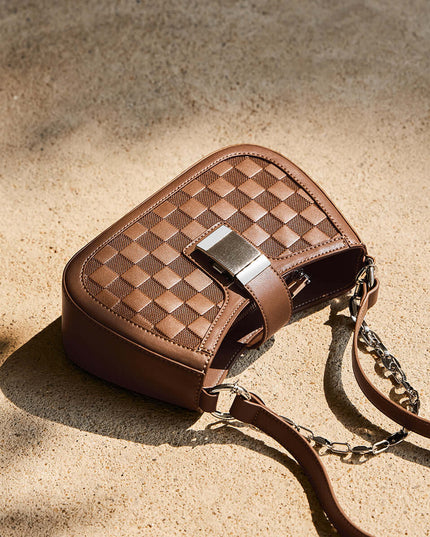 Christina Woven Leather Chained Shoulder Bag-2