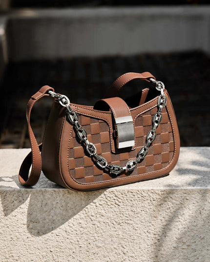 Christina Woven Leather Chained Shoulder Bag-3