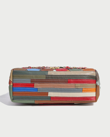 Colorful Hippie Leather Tote Bag-4