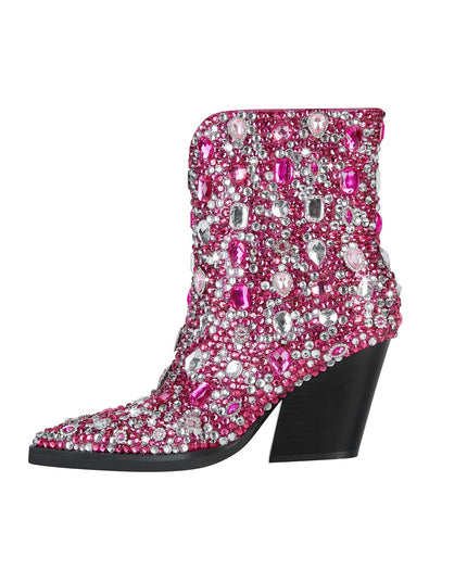 Country Princess Pink Embellished Ankle Boots-0