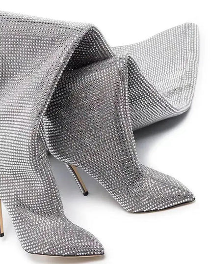 Crystal Embellished Slouchy Thigh High Boots-3