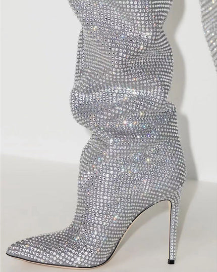 Crystal Embellished Slouchy Thigh High Boots-4