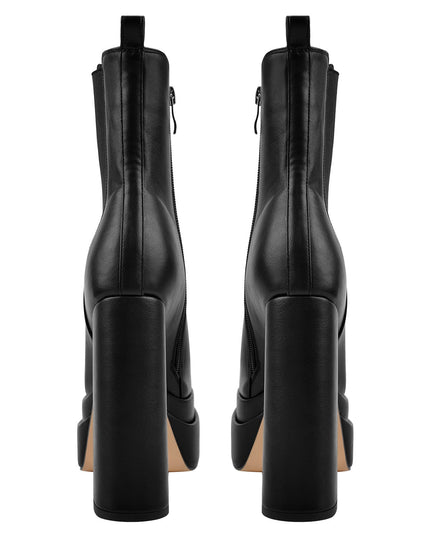 Double Platform Black Leather Ankle Boots-3