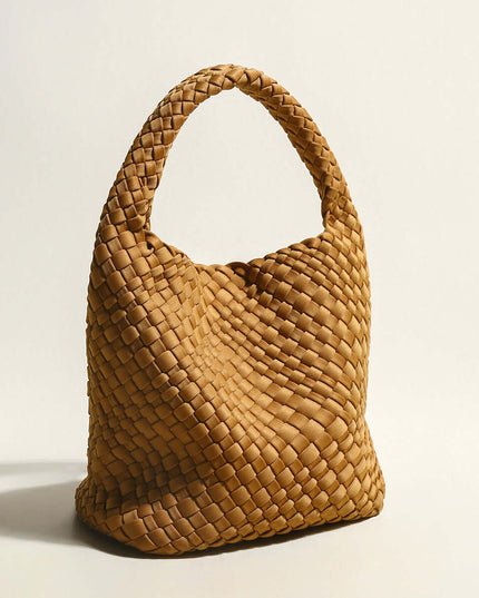 Earthy Medium Woven Top Handle Bag-2