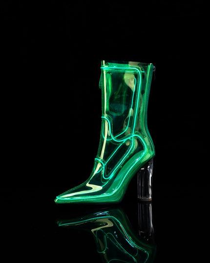 Electrifiying Neon Transparent Ankle Boots-1