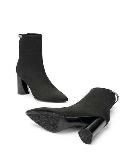 Elegant Pointed Toe Block Heel Ankle Boots-3