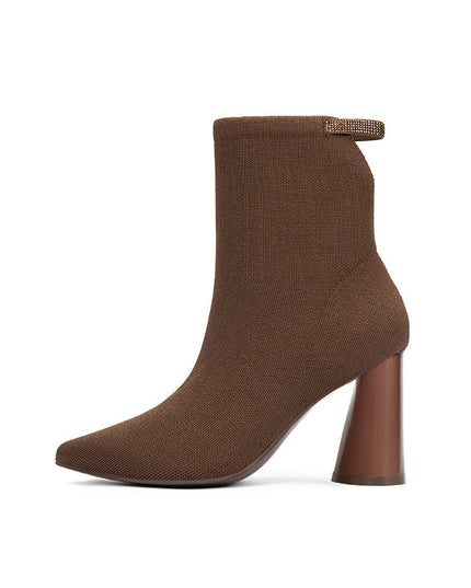 Elegant Pointed Toe Block Heel Ankle Boots-5