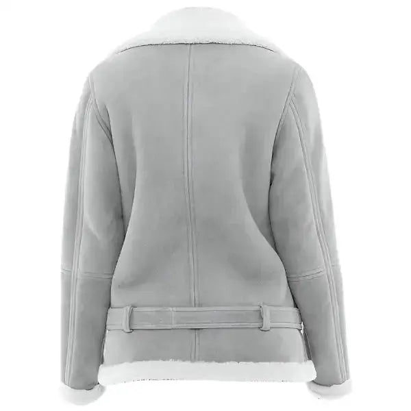 Women’s Grey Suede Shearling Jacket-1