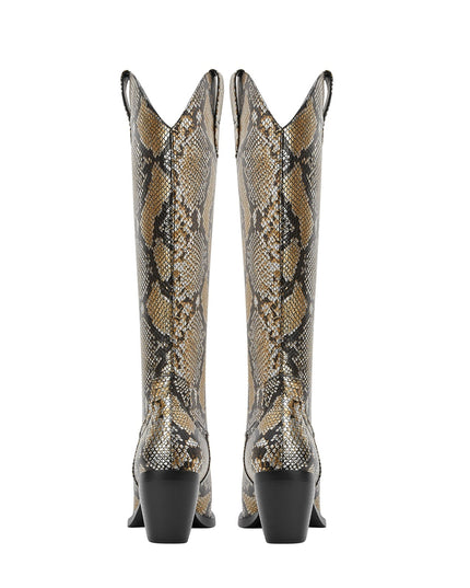 Faux Python Snakeskin Knee High Boots-3