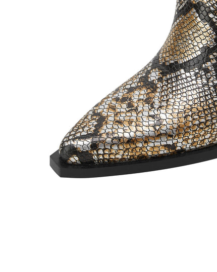 Faux Python Snakeskin Knee High Boots-4