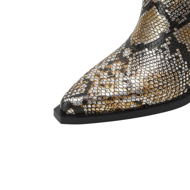Faux Python Snakeskin Knee High Boots-4