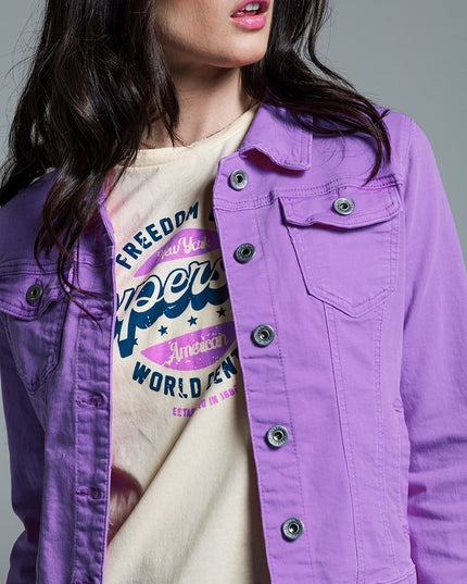 Slim Denim Trucker Jacket in Lilac-3