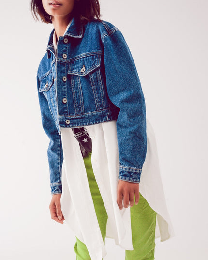Cropped Denim Jacket in Mid Blue-4
