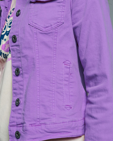 Slim Denim Trucker Jacket in Lilac-4