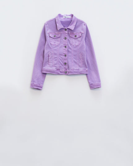 Slim Denim Trucker Jacket in Lilac-5