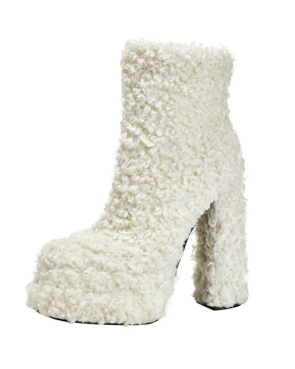 Fluffy White Winter Ankle Boots-2