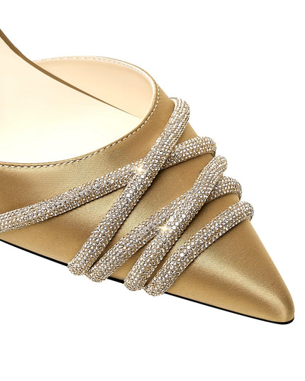 Gold Rhinestone Wrap Around Sandals-4