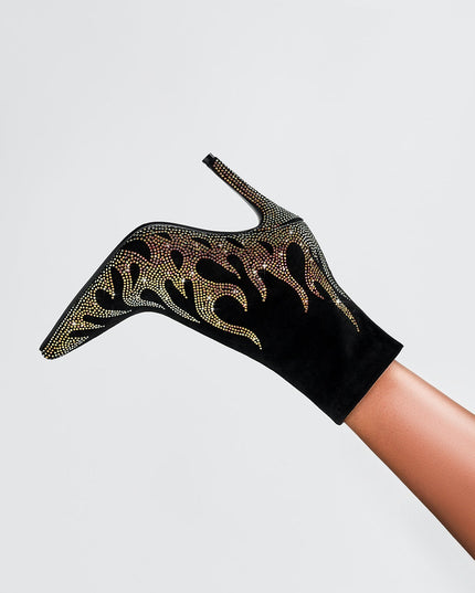 Golden Fire Black Ankle Boots-1