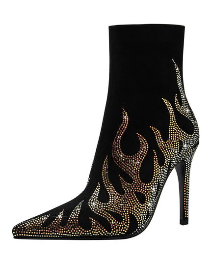 Golden Fire Black Ankle Boots-2