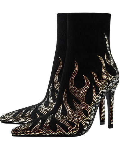 Golden Fire Black Ankle Boots-3