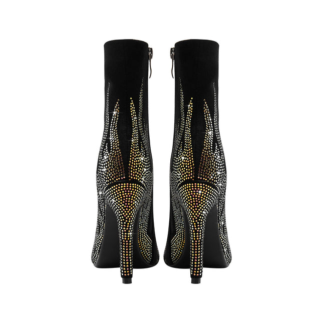 Golden Fire Black Ankle Boots-4