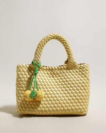 Happy Mini Woven Leather Top Handle Bag-5