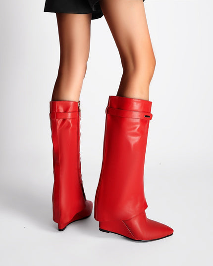 Hot Fun Foldover Leather Knee High Boots-0