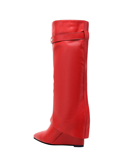Hot Fun Foldover Leather Knee High Boots-4