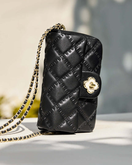 Karina Black Quilted Shoulder Bag-3