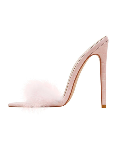 Lightweight Fluffy Pink Heels-1