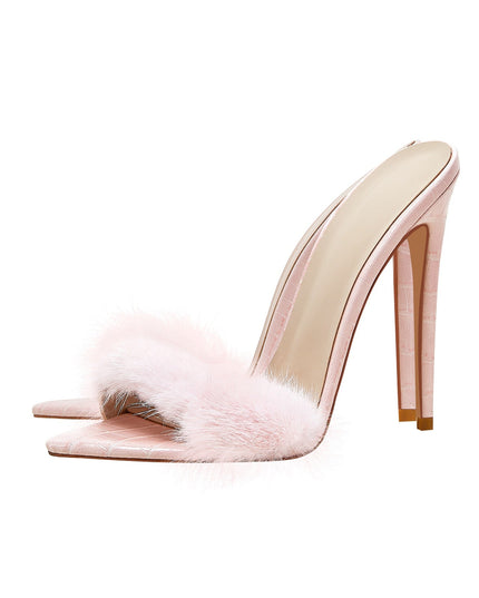 Lightweight Fluffy Pink Heels-3