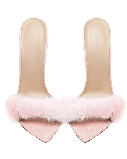 Lightweight Fluffy Pink Heels-4