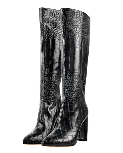 London Girl Faux Leather Everyday Knee High Boots-1
